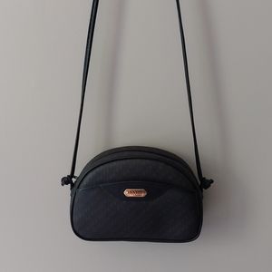 Authentic Vintage Lanvin curved crescent crossbody shoulder bag.